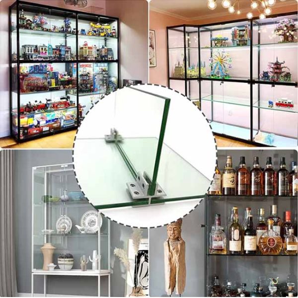 Adjustable Double Side Aluminum Alloy Glass Shelf Support Bracket 180 Degrees Glass Clamp