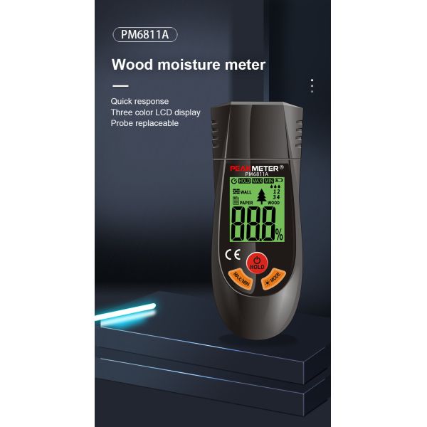 Hand-held Wood Paper Wall Moisture Tester 4 type measurement mode MAX MIN value test Data Hold function