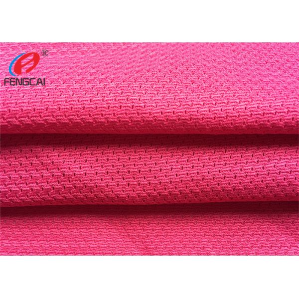 Plain Dyed Knitted Athletic Sports Mesh Fabric 100 % Polyester Garment Fabric