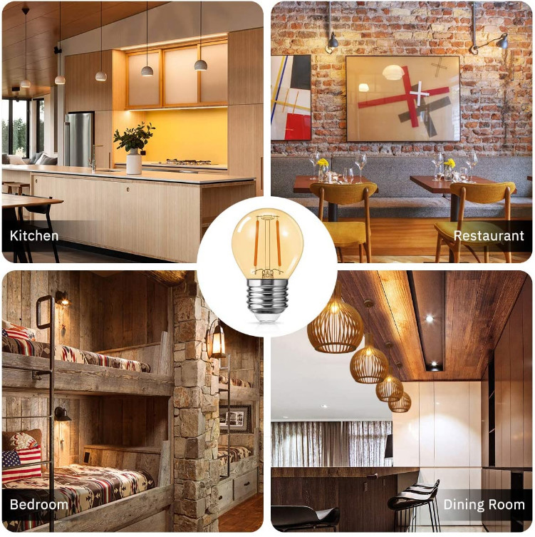 G45 amber led filament bulb 220-240V E27 2W filament led light bulbs
