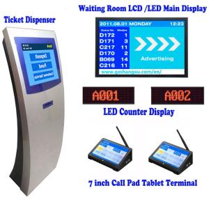 Quality 17 inch Automatic Banking Queue Management System with 7&quot; Tablet Calling Pad Terminal,Queue Number Ticket Kiosk System for sale