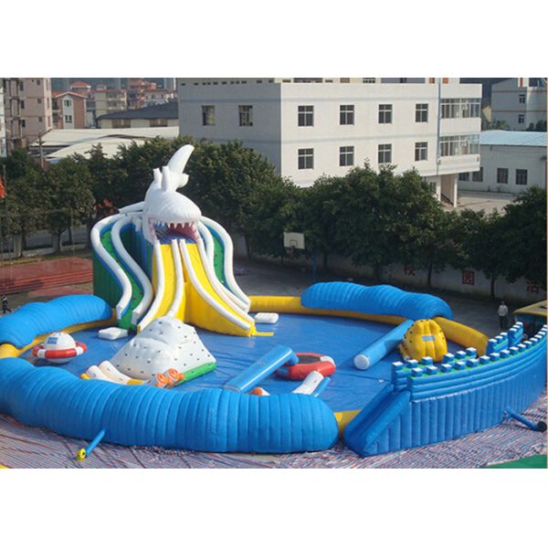 Commercial Giant Shark Blow Up Kid Pool With Fun Inflatable Pool Toys
