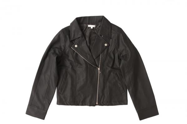 Buy Metal Zipper 100% Polyurethane PU Biker Jacket Womens Two Pockets at wholesale prices