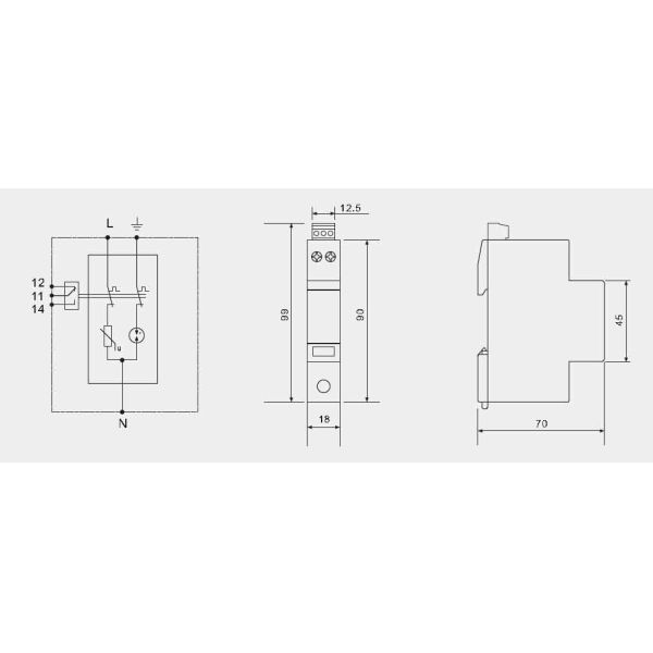 Low - Voltage Single Phase Spd Surge Protection Device Uoc 10kV DIN Rail Surge Arrester