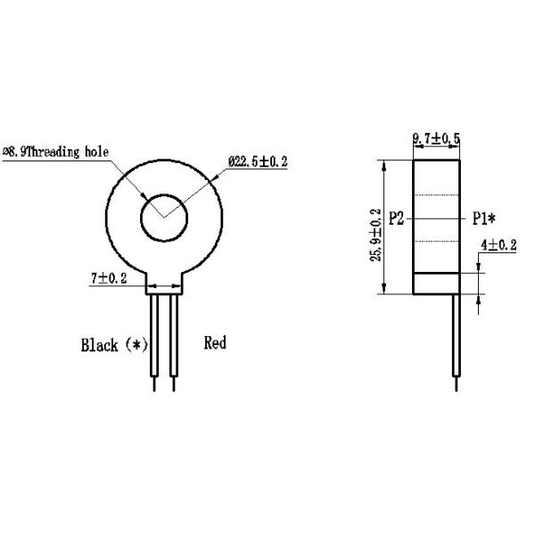 Epoxy Encapsulation Zero Sequence Current Transformer Output Leads Installation 2.5mA