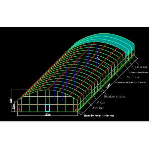 High-strength steel frame greenhouse with thermal and sound insulation designed for modular assembly in agricultural applications