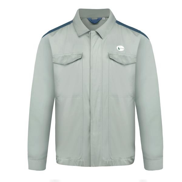210 GSM Work Clothes Jacket 65% Polyester 35% Cotton Twill 2/1 Navy Contrast Gray