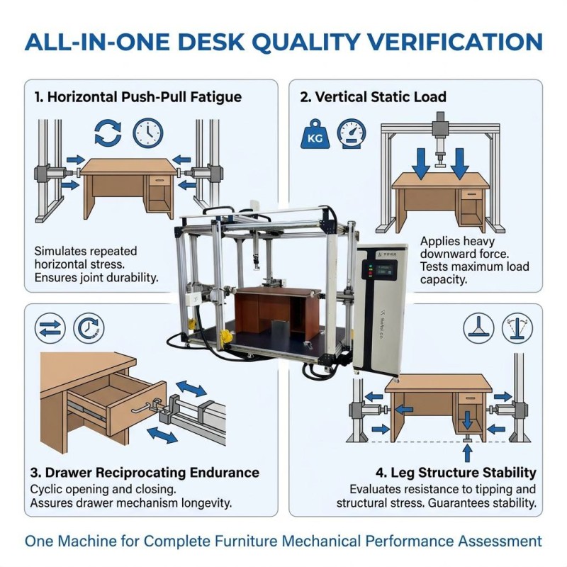 Office Desk Fatigue Testing Machine 2000N Static Load Table Durability Tester Furniture Lab Equipment