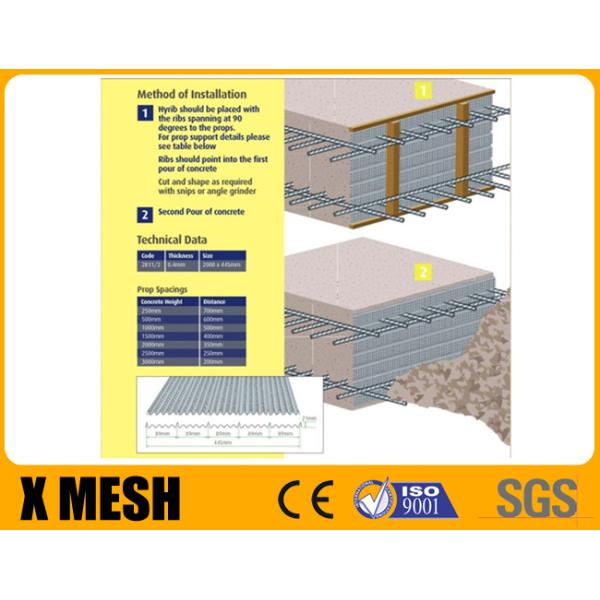 Lightweight Thin Metal Wire Mesh High Ribbed Formwork For Construction Sites