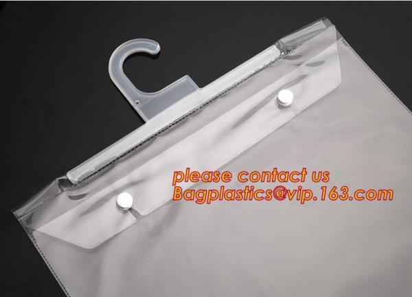 PVC bag/PVC hook bag /PVC hanger bag for Underwear pack,PVC Plastic Packing Zipper Bag With Hanger clear bag hanger