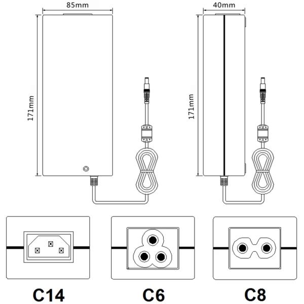 UL Class2 Class Two Power Supply Constant Voltage DC Jack 5.5mm LED Lamp 24W 48V
