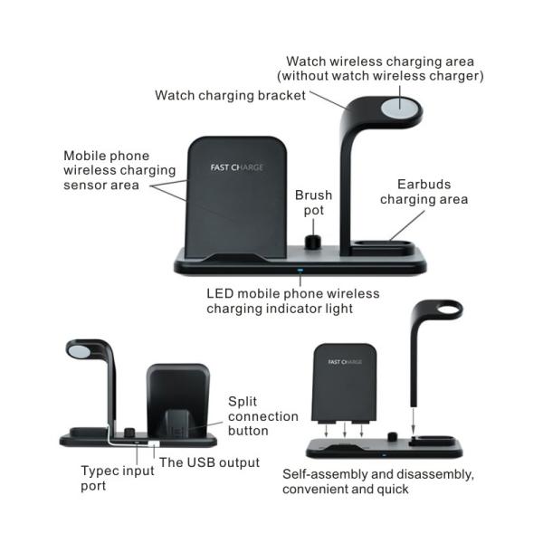 Fast Charging 3 In 1 Multifunctional Wireless Charger For Smartphone