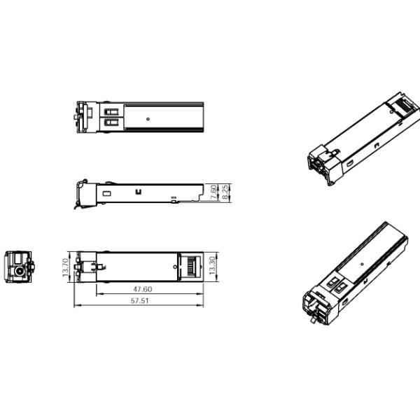 1.25Gb/s Hot Pluggable BIDI SFP Transceiver 1.25G TX1550RX1490 80KM LC