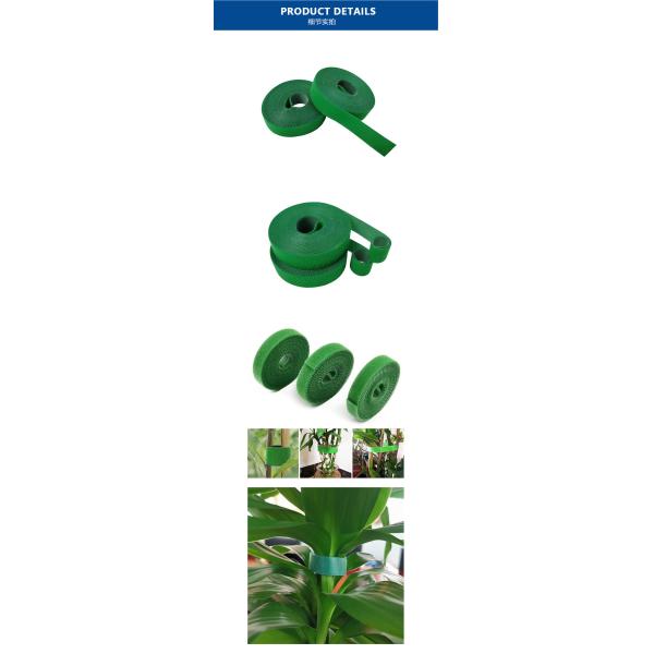 Nylon Back To Back Hook And Loop Green Plant Binding Back To Back Tape Soft