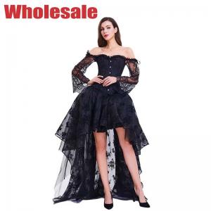 China Steampunk 9 Steel Boned Black Lace Corset Dress S To 2XL Size on sale