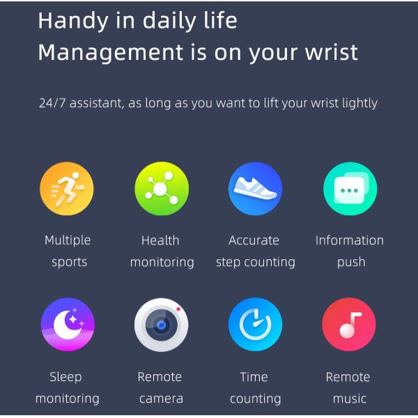 IPS Screen Bluetooth Fitness Watch Camera Control Heath Monitor GR5515