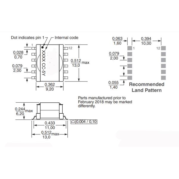 3.8 µH-202 µH Push-pull Power Transformer HP1-0059LD / HP1-0076LD / HPH6-0090L