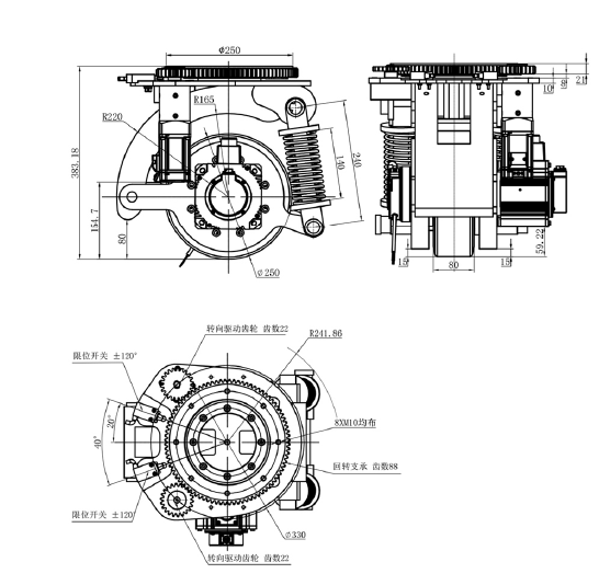 AGV Steering Drive Wheel Assembly Horizontal Series Integrated 1500W Diameter 250mm