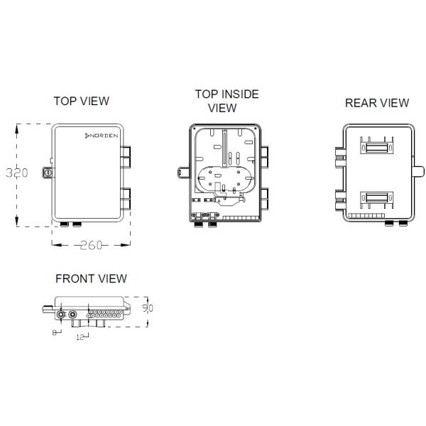 Wallmount Cabinet 4 Core Fiber Optic Terminal Box / Ftth Termination Box