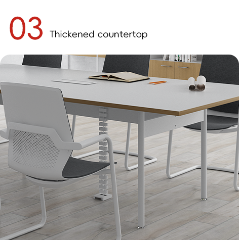 Customizable Snow White Conference Table with High Durability and White Steel Feet