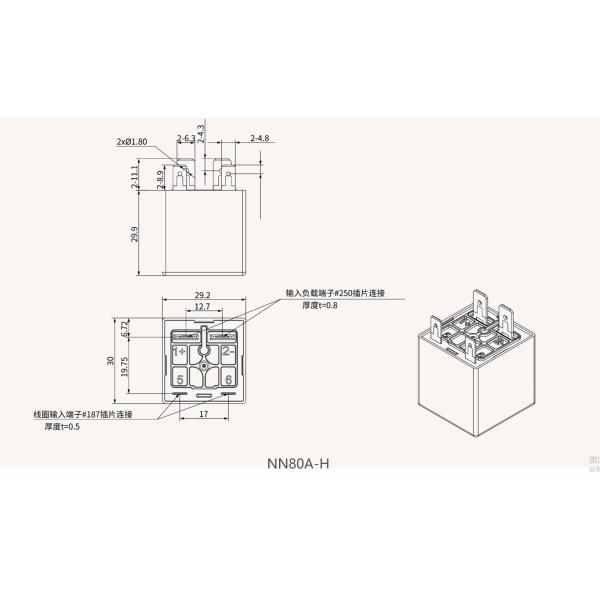 New Energy DC Relay auto parts eletric vehicle NN80A for Solar energy storage charging pile