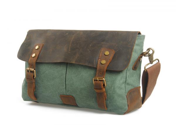 Buy CL-410 Light Green Vintage Style Canvas and Leather Bag Messenger at wholesale prices
