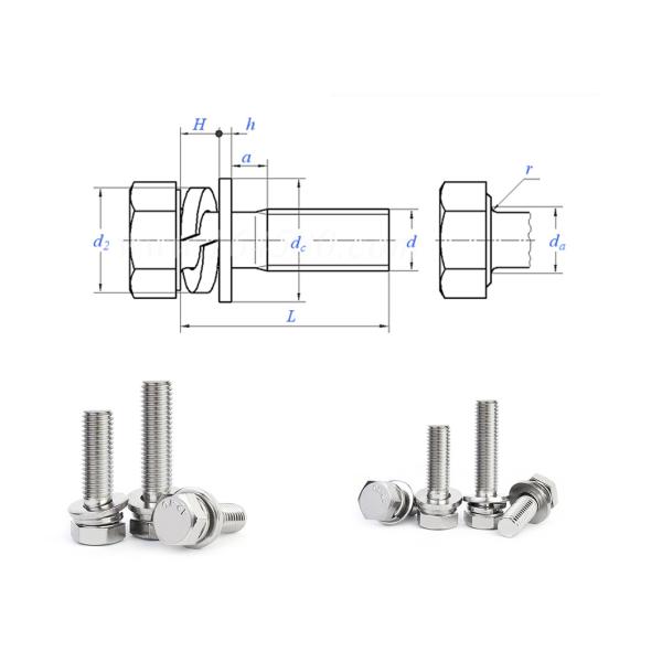 Grade 5 External Hex Bolt Full Thread M8 Bolt With Washer And Spring