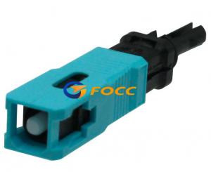 China Quick Assembly SC UPC Multimode Fiber Connectors Aqua Housing 50 125 OM3 10pcs / Bag on sale