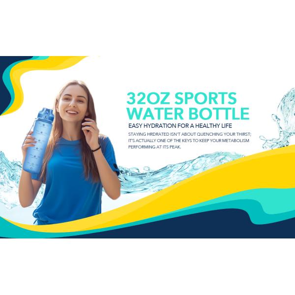 HAS 32oz Motivational Water Bottles With Time Marker & Fruit Strainer
