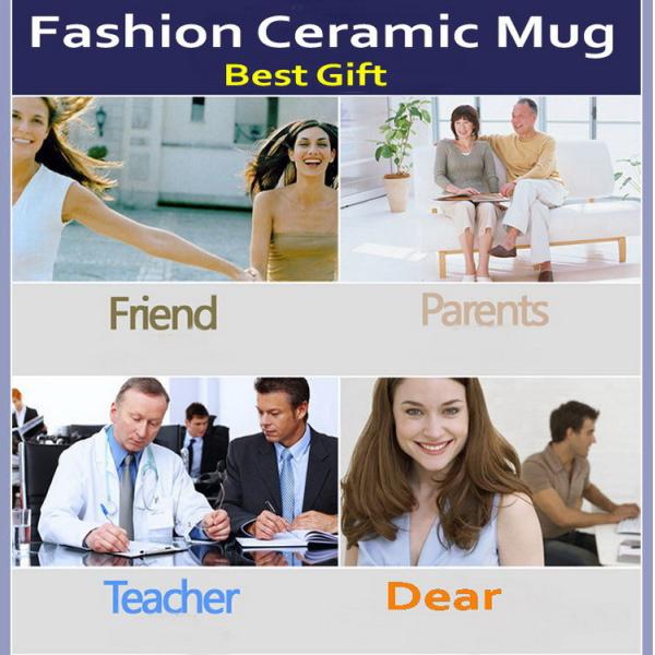Personalised V Shape Customized Coffee Mugs With Heart Shape Handle
