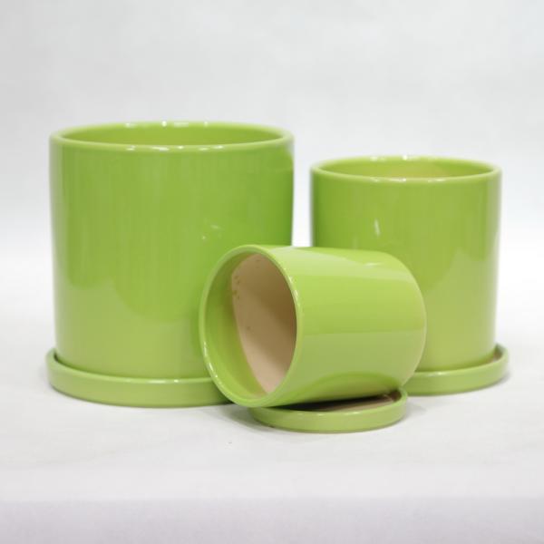 Round Ceramic Pots Waterproof Fireproof for Plant Display