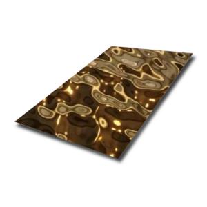 China Champagne Gold Color Water Ripple Stainless Steel Sheet 0.3mm 0.4mm Thickness on sale