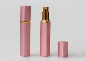 China Pink Engraved Glass Travel Perfume Atomiser Bottles 12ml Rectangular Shape on sale