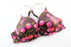 34AA Padded Push up Front Clasp Pink Spandex Underwear Bras for Ladies