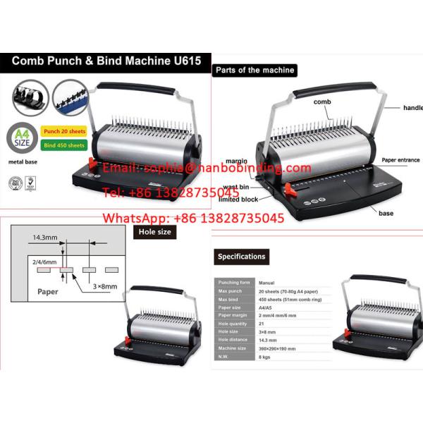 21 Holes Manual Comb Binding Machine For Calendar