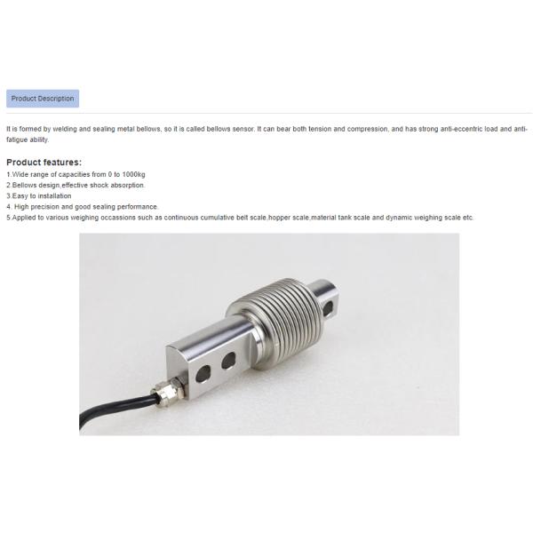 Bellows Sensor Threaded Force Load Cell Transducer for Weighing Equipment Alloy Steel / Stainless Steel