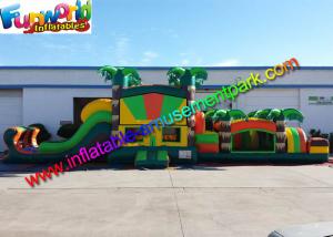 China Inflatable Sport Obstacle Course Bouncer Dual Lane Module Tropical With Tree on sale