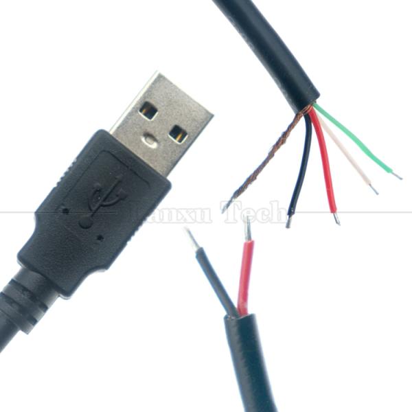 Custom Manufacture USB A Male to Stripped Bare Wire Open End Pigtail Cable