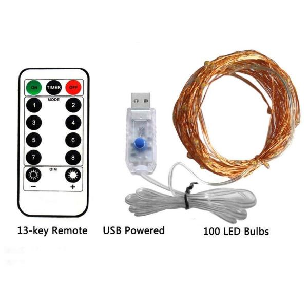 USB LED String Light Remote Control 5M/10M 50/100LED Fairy String Light 20M Copper Wire for Wedding Christmas Holiday De