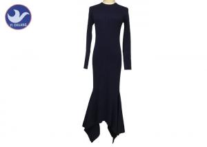Quality Full Rib Women Knitted Dress Stylish 2 Side Panel Set In Crew Neck Long Sleeves for sale