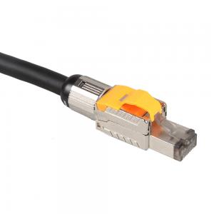 China ODM Straight Angle Cat8 Patch Cable With Toolless Modular Plug Connector on sale