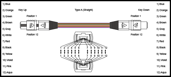 12 Core OM4 MPO MTP Patch Cord with 3.0mm LSZH Magenta Cable and Female Connector