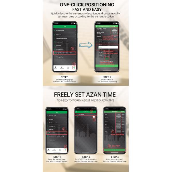 Equantu 1800mah AZAN Clock Portable Quran Speaker Bluetooth 2.1