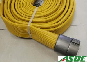 China NBR Coverd Smooth Face Lay Flat Fire Hose With Brass Couplings 4 Inch 300 Psi on sale