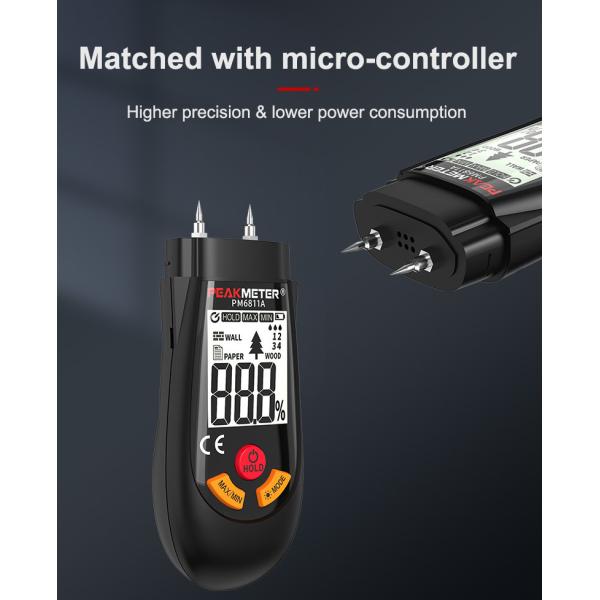 Hand-held Wood Paper Wall Moisture Tester 4 type measurement mode MAX MIN value test Data Hold function