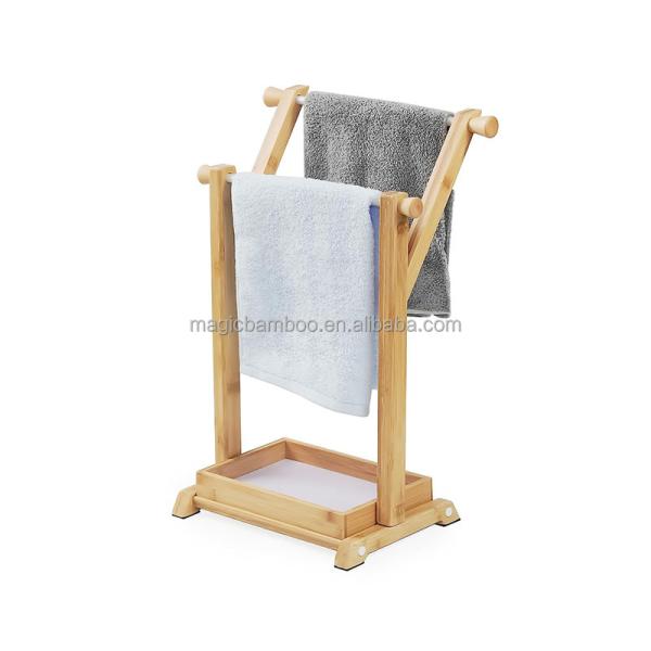 Sustainable Bamboo Hand Towel Holder Stand for Small Bathroom and Kitchen Countertops