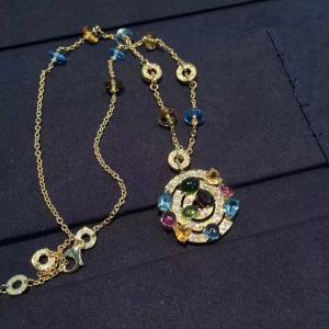 China Luxury Custom 18K Gold Jewelry ,  Astrale Necklace With Gemstones on sale