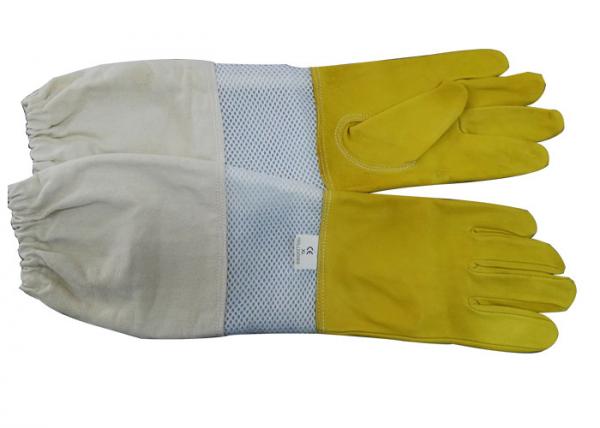 Buy Yellow safety gloves for beekeeping With White Ventilated Wrist at wholesale prices