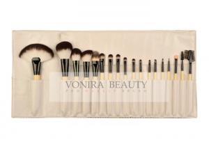 China Bamboo Handle Eco Synthetic Makeup Brushes Set With Leather Roll Pouch on sale