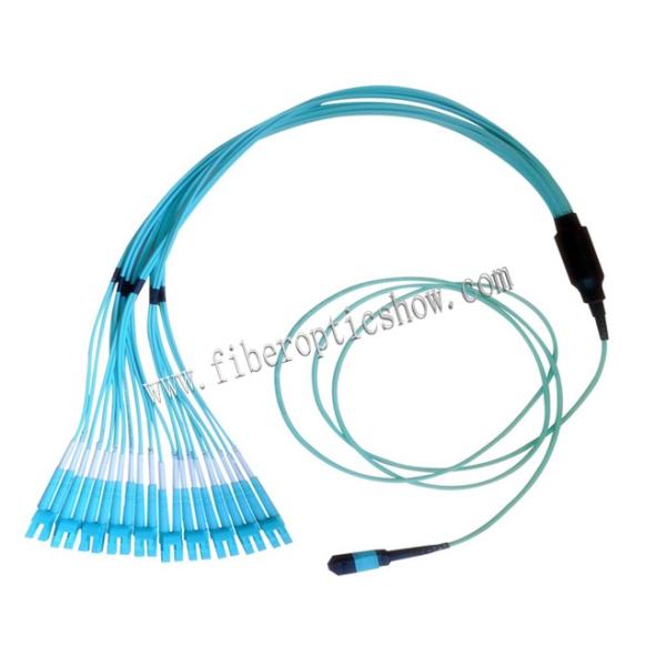 Fiber Optic 24 Strands MPO to LC Breakout OM3 Multimode Patch Cables